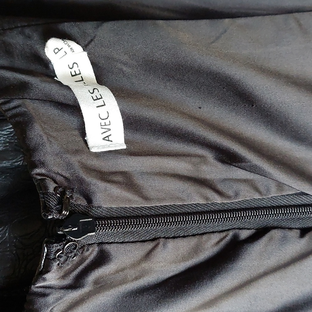 Anthropologie Avec Les Filles Black Faux Leather Midi Dress Sz LP - Picture 15 of 16